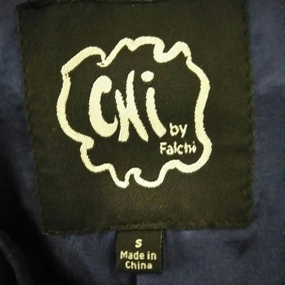 Chi by Falchi Suede Duster Jacket Size Small Blue - Picture 7 of 7